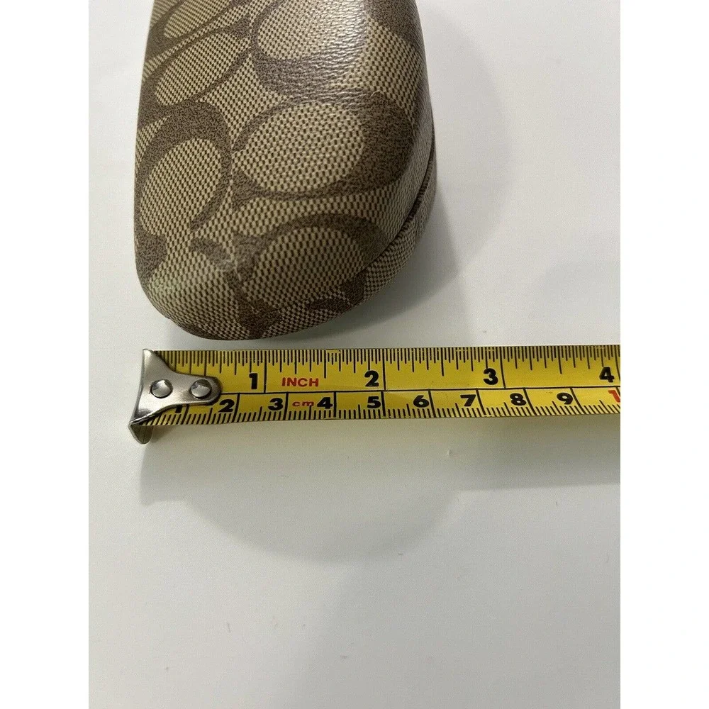Coach Signature C Monogram Tan Brown Hard Clamshell Eye Glasses Sunglasses Case - Picture 8 of 11